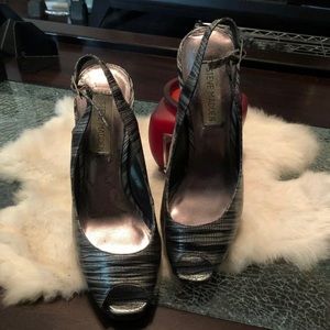 Steve Madden Black and Silver Heel